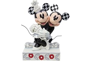 Enesco Jim Shore Disney Traditions 100 Years of Wonder Minnie and Mickey Mouse Hugging Figurine, 7.25 Inch, Multicolor