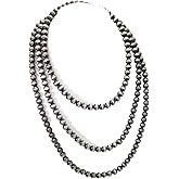 Created Navajo Pearl Necklace for Women Multi Strand Turquoise Choker Western Jewelry Boho Chic Turquoise Beaded Necklaces