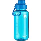Fanhaw 32 oz Clear BPA-Free Tritan Water Bottle with Fast-Flow Spout Lid, Leakproof Wide-Mouth Reusable Bottle for Gym, School & Office (Classic Blue)