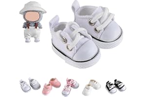 GDLSYLGHY 2025 New Version Doll Shoes, 1 Pair Premium White Canvas Shoes, Perfect Match for bubu Clothes, Shoes for 15&17cm Doll Accessories