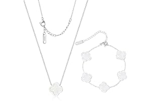 WSupikio Delicacy Clover Bracelets Necklace Set:Clover Necklaces Clover Bracelet Women Link Bracelets Cute Gold Jewelry