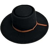 Shihreen Winter Fedora Brim Hat with Knotted Tie Accent, Boiled Wool Headgear with Adjustable Band, One Size Fits Most