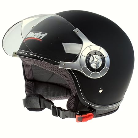 Mach1® Jethelm Motorradhelm ECE R 22.05 schwarz Roller Scooter Helm Größe XS bis XXL mit durchsichtigem Visier