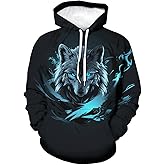 Hurspmr Men's Wolf Hoodies 3D Wolf Animal Print Sweatshirt Hooded Novelty Long Sleeve Pullover Hoody