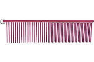 Resco Professional Anti-Static Best Dog, Cat, Pet Grooming Comb, Medium/Coarse Tooth Spacing, 1.5-Inch Pins, Candy Red