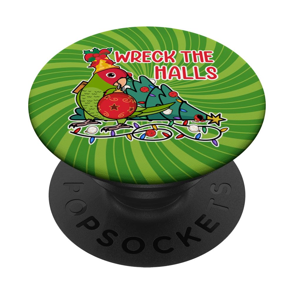 Parrot Wrecks The Halls I Cherry-headed Conure PopSockets Swappable PopGrip