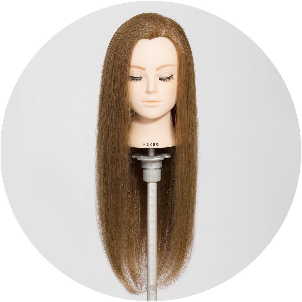 PEKBO 26" Premium 100% Real Human Hair Hairdressing Cosmetology Mannequin Manikin Training Head Model