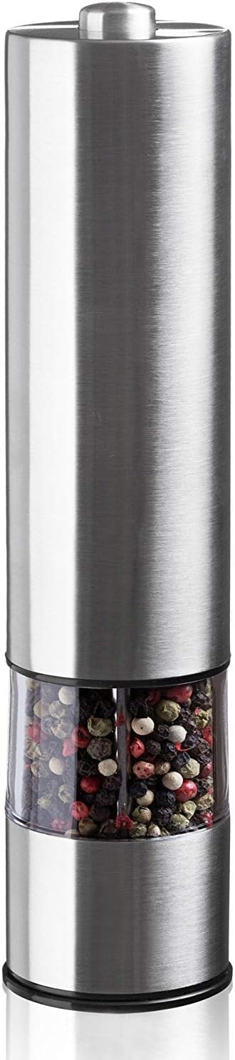 Pepper Grinder - ROSIMO Premium Stainless Steel Electric Pepper and Salt Mill, Adjustable Ceramic Grinders Suitable for Grinding a Variety of Spices (B) (A) (A)