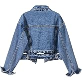 dilixuan Women's Denim Jackets,Button Down Long Sleeve Cropped high waisted chic denim short jacket top with Pockets