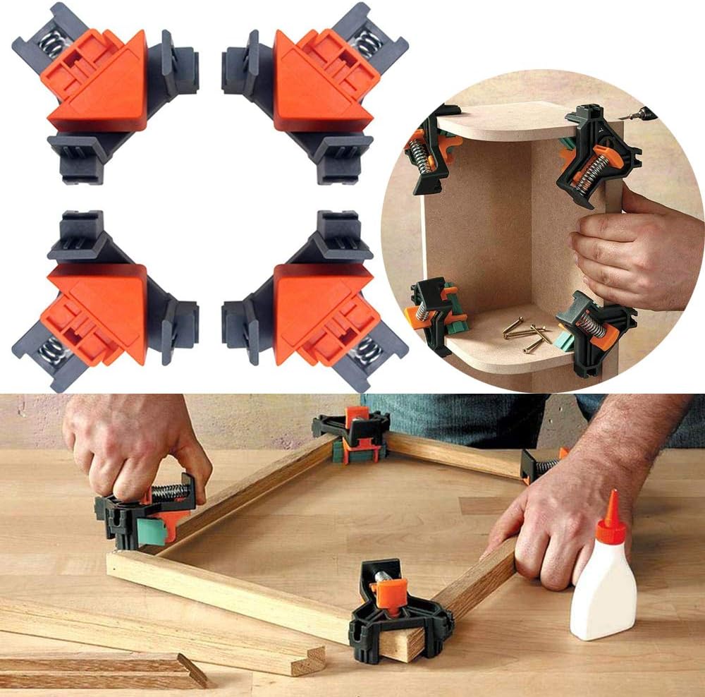4PCS Angle Clamp, Multifunctional Corner Clamp, Multifunctional Angle Clamp Corner Clip Fixer for Engineering, Woodworking Hand Tools Etc (for 45 degree /90 degree angles)