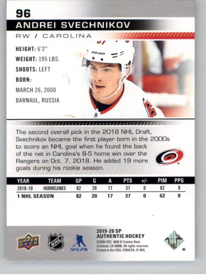 Amazon Com 2019 20 Sp Authentic Hockey 96 Andrei Svechnikov