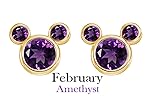 February Birthstone Amethyst Mickey Mouse Stud