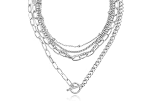 Layered Gold Necklaces for Women Chunky Choker Necklace Stack Dainty Paperclip Chain Necklaces Chunky Jewelry Set