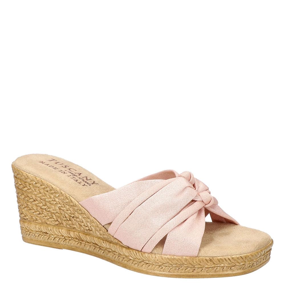 Tuscany by Easy Street Women’s Ghita Wedge Sandal, Blush Crepe, 6.5