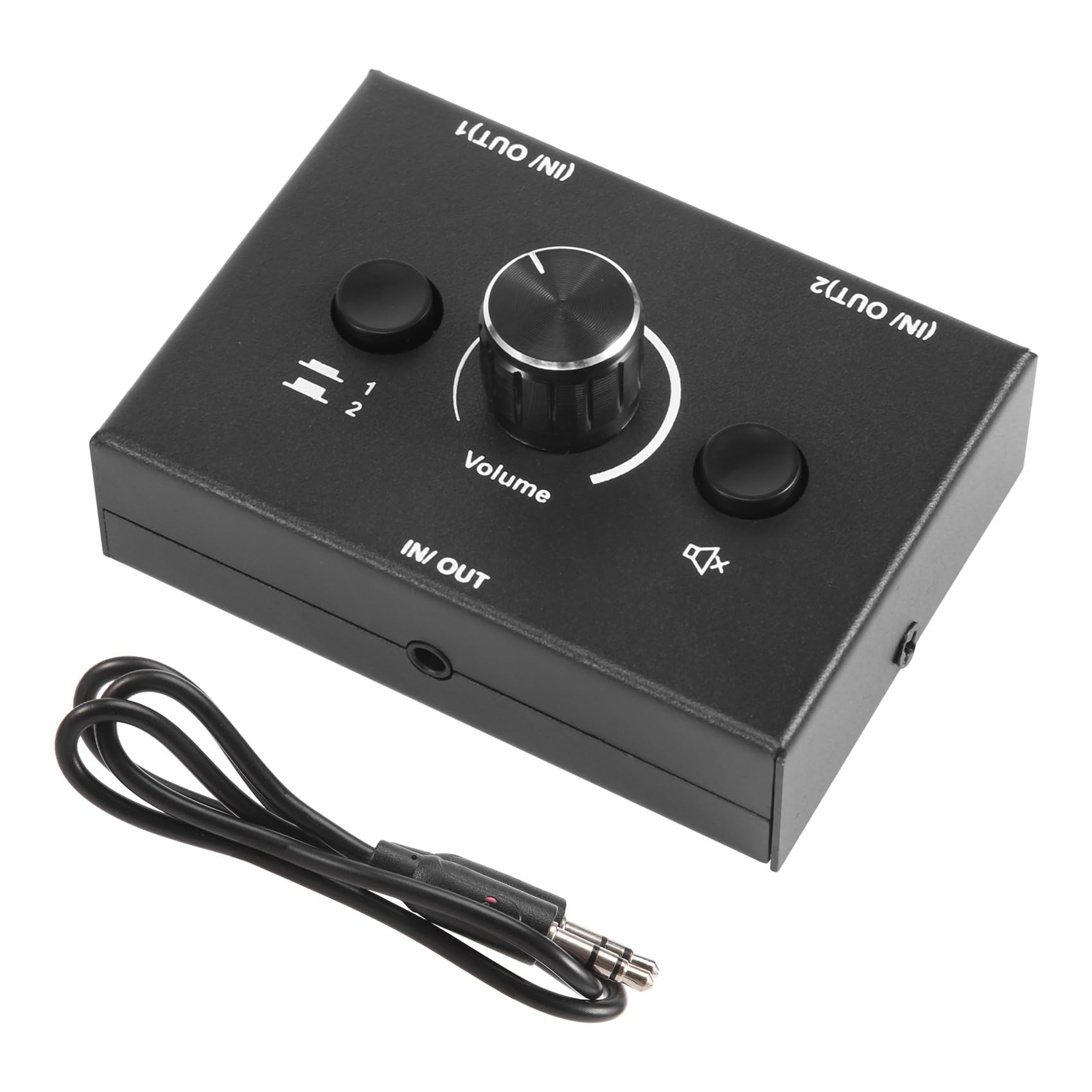 Tuabyem 3.5mm Audio Switcher, 2 Input 1 Output/1 Input 2 Output Audio Splitter, One-Key Mute Button