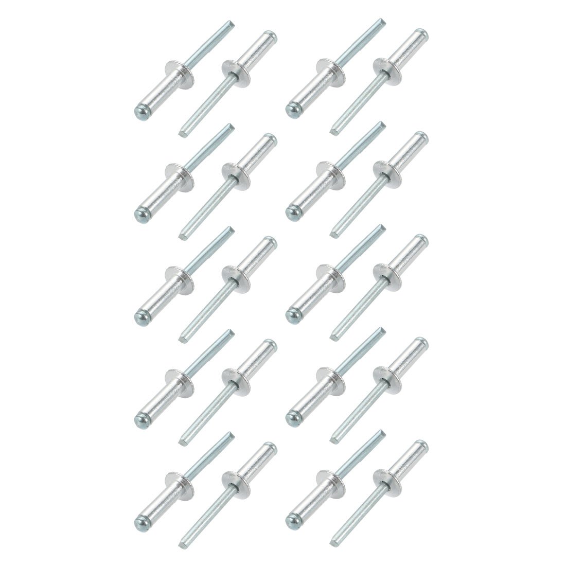 Sourcingmap 20 Pcs 6mm x 20mm Aluminum/Steel Open End Blind Rivets