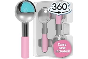 Eli with Love Ice Globes for Facials - 360 Rotating Unbreakable Steel Ice Globes with Carry Case - Professional Esthetician Supplies - Ice Roller for Face and Eyes - Ideal Skincare Tool (Pink)