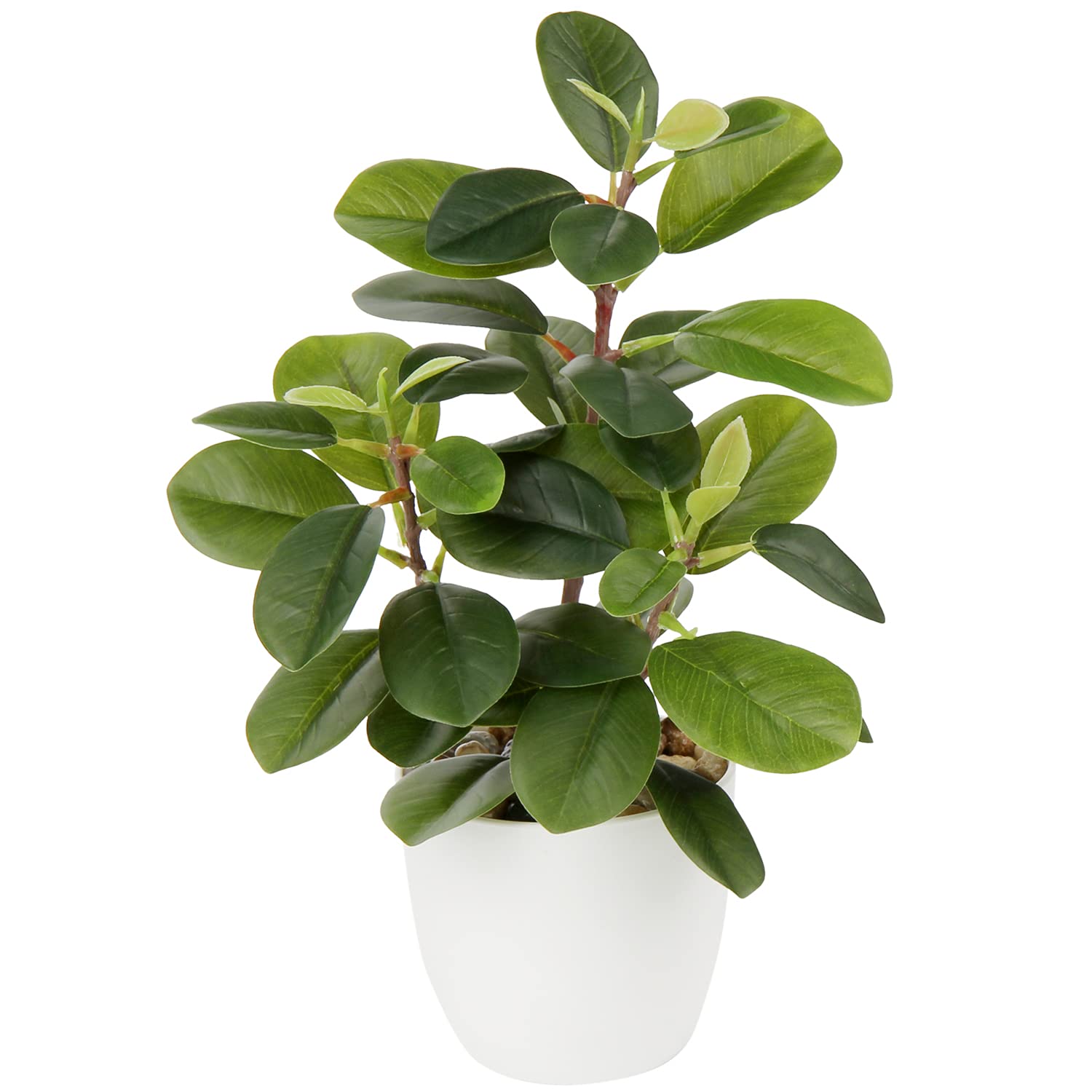 Briful Camellia Artificial Plant Fake Plants in Pot Faux Camellia Plants Artificial Potted Plants for Home Decor, 11"/28cm Faux Green Plants Artificial Bonsai for Living Room Shelf Desk Decor