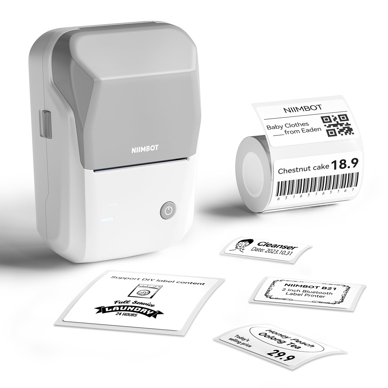 NIIMBOT B1 Label Maker Machine with Tape, Portable Thermal Bluetooth Printer for 2'' Stickers, Mini Barcode Labeler for Home School& Small Business