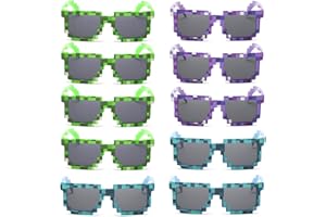 kilofly 10pc 8-Bit Pixel UV Protect Gamer Sunglasses Adult Kids Party Favors