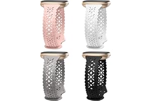 Dirrelo 4 pack Lace Silicone Band Compatible for Fitbit Sense Bands/Fitbit Versa 3 Bands Women/Fitbit Versa 4 Bands/Sense 2 Bands, Soft Ultrathin Hollow-out Sport Watch Strap Replacement Wristbands
