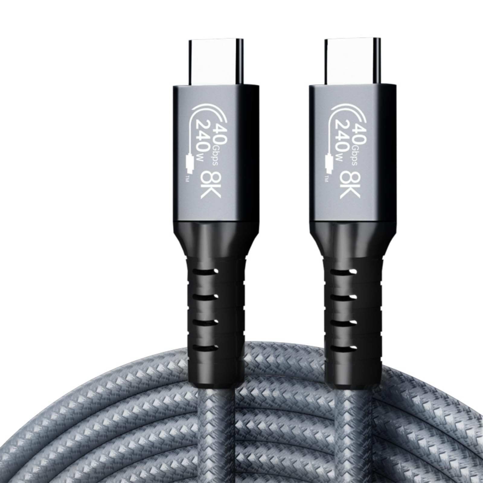 Herfair USB C to USB C Cables,8K HD Display 240W Type C to Type C Fast Charge Braided Lead for Thunderbolt 4,40Gbps Data Transfer,Support 8K/6K@60Hz,Compatiable with Monitor,Mac Studio,SSD,eGpu