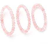 Clilopoal 3 Pcs Natural Crystal Bead Bracelet Handmade Semi-Precious Stone Bracelet 6mm Healing Round Stretch Bracelet for Yoga Sleep Relieve Anxiety Jewelry Gifts