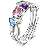 Hapour 925 Sterling Silver Women Rings with Colorful Cubic Zirconia Ring Stackable Vintage Rings Statement Rings for Women Size 6-9