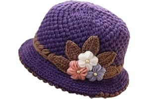 CAISSIP Flower Knit Crochet Fuzzy Bucket Hat Women Winter Warm Beanies Hat Furry Plush Faux Fur Fishing Skull Cap Fishman Hats