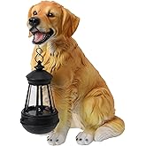 Afirst Solar Dog Statue Garden Decor, Outdoor Statue Decor with Solar Lantern Valentine's Day Gift Lovely Golden Retriever Figurine Patio Lawn Yard Art Ornaments Housewarming Gift