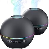 THIMONES 2 Pack Essential Oil Diffuser for Home - 200ml Ultrasonic Aromatherapy Diffuser with 4 Timers & 7 Colors Night Lights, 20dB Quiet Working for 10 Hours (Black+Black)