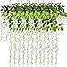 CEWOR 12pcs Artificial Wisteria Vine Ratta Hanging Garland Silk Flowers String for Wedding Party Home Decor(White)