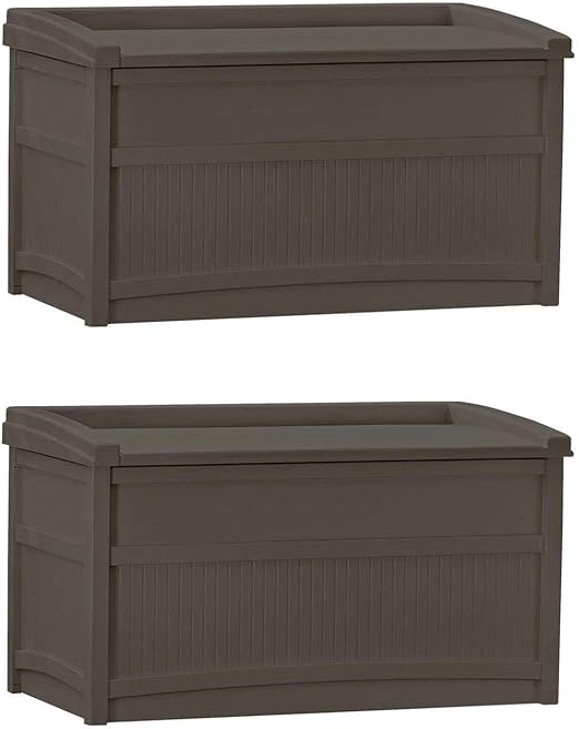 Suncast 50 Gallon Stay Dry Resin Outdoor Deck Storage Box W Seat Java 2 Pack Amazon Ca Tools Home Improvement