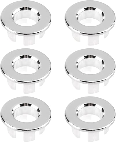 RRICHH 6Pcs Metal Sink Overflow Caps Brass 22-26mm Silver Bath Drain Cover
