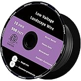 Cableague 12/2 Low Voltage Landscape Lighting Wire 200ft 12AWG*2 Conductor Waterproof Pure Copper Outdoor Direct Burial 200 feet Black