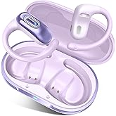 Open Ear Headphones, Bluetooth 5.4 Earbuds, 50H, Air Conduction Ear buds, HD Stereo Bass Over Ear Earphones with Earhooks, Ultra-Comfort Secure, IPX7 Waterproof Headset for Working Sports, Purple