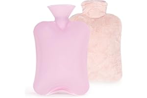 Hot Water Bottle with Cover, 2 Liter Winter Hot Water Bag for Hot Compress for Shoulder Neck Pain Relief, Menstrual Cramps, H