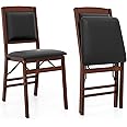 Giantex Folding Dining Chairs Set of 2, Foldable Wood Kitchen Chairs with Padded Seat, Solid Wood Frame, Max Load 400 Lbs, No Assembly Easy to Store Wooden Dining Chairs for Apartment, Small Space