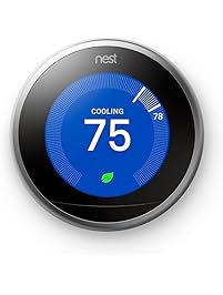 Nest (T3007ES) Learning Thermostat, Easy Temperature Control for Every Room in Your House, Stainless Steel (Third Generation), Works with Alexa