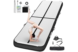 FBSPORT Gymnastics Training Mats Inflatable Air Gymnastics Mat 4/8 inches Thickness Inflatable Floor Mats for Home Use/Training/Cheerleading/Yoga/Water with Pump