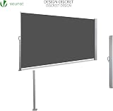 VOUNOT Side Awning Retractable 180 x 300 cm Grey Garden Privacy Screen view 6