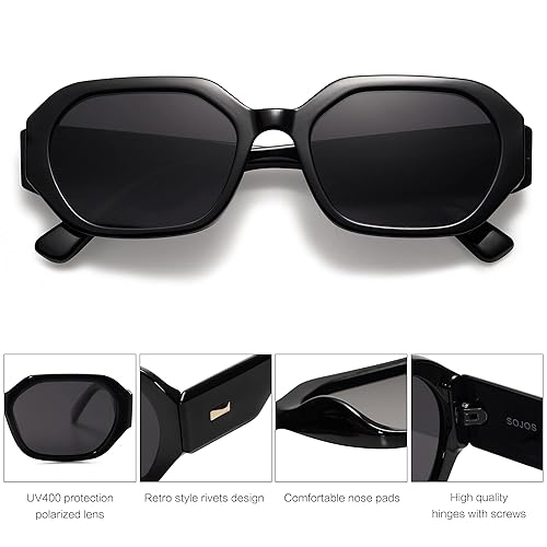 SOJOS Polarized Sunglasses For Women Retro Rectangle Womens Sun