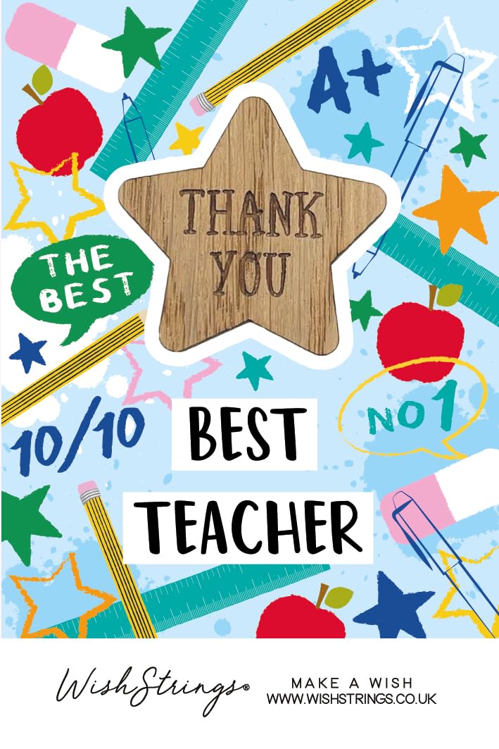 Thank You Best Teacher No1 Wooden Star Wish Token Keepsake Gift Idea WSH022