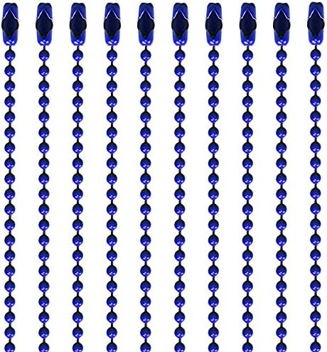30 Inch Blue Coated #3 Ball Chain Necklaces 10 Count