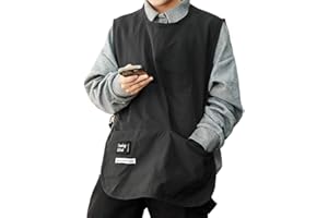 WELAN Cobbler Apron for Women with 4 Pockets, Waterproof Nylon Vested Smock Buckle Design for Men Kitchen Garden Cooking (4 Colors)