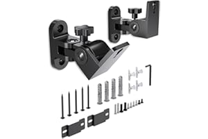 Speaker Wall Mounts, 2 Packs Universal Mounting Bracket for Small Bookshelf Speakers, Vertical 120°, Horizontal 180°Adjustmen
