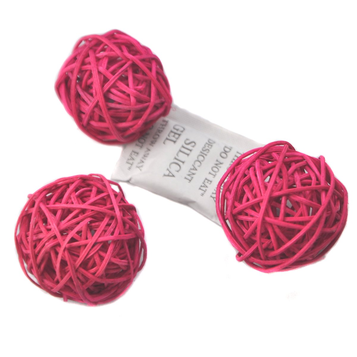 Ougual Natural Wicker Rattan Balls Table Wedding Party Hanging Wobble Ball Christmas Decoration (8cm, 6pcs, Rose Red)