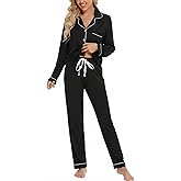 Leikar Button Up Pajama Set For Women Long Sleeve Shirt And Pajama Pants Soft Pjs Lounge Sets