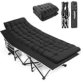 Overmont Camping Cot with Mattress - 28” Extra Wide Portable Folding Cot for Adults Load 550 LBS with Carry Bag for Outdoor T