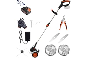 YINMAYI Weed Wacker Eater Cordless Battery Powered Electric Edger Lawn Tool Trimmer String Cordless Whacker Operated Grass Edger Cutter Black-Orange*1 Battery